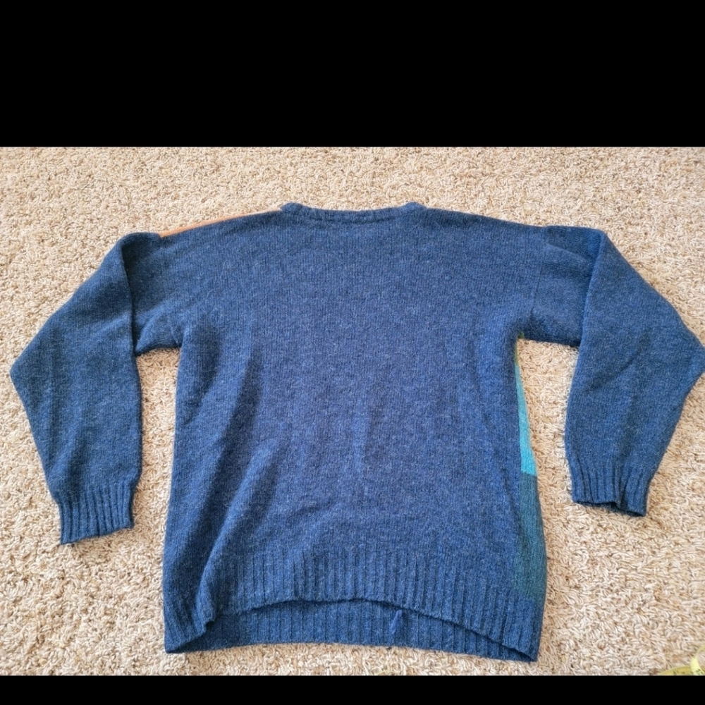 Vtg 100% Wool The National Trust England Rainbow Colorblock Mens Sweater! Large - Picture 10 of 12
